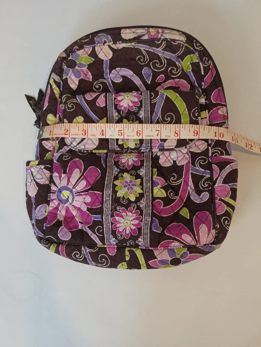 Vera Bradley Quilted Floral Backpack - Brown, Pink & Green